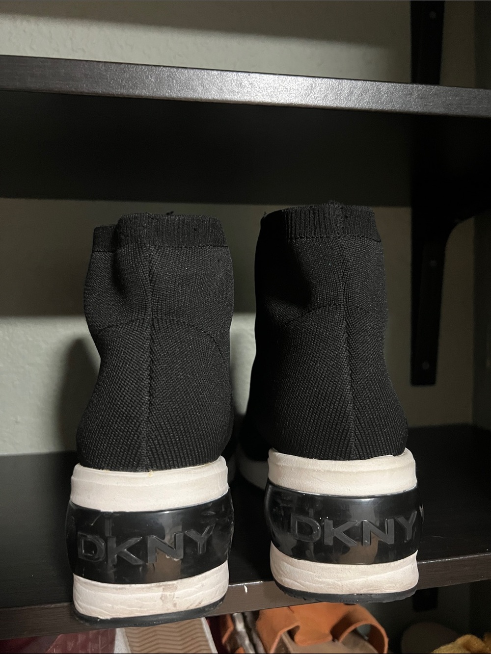 DKNY Black Knit Zip-Front Ring-Pull Sock Sneakers - Picture 3 of 5
